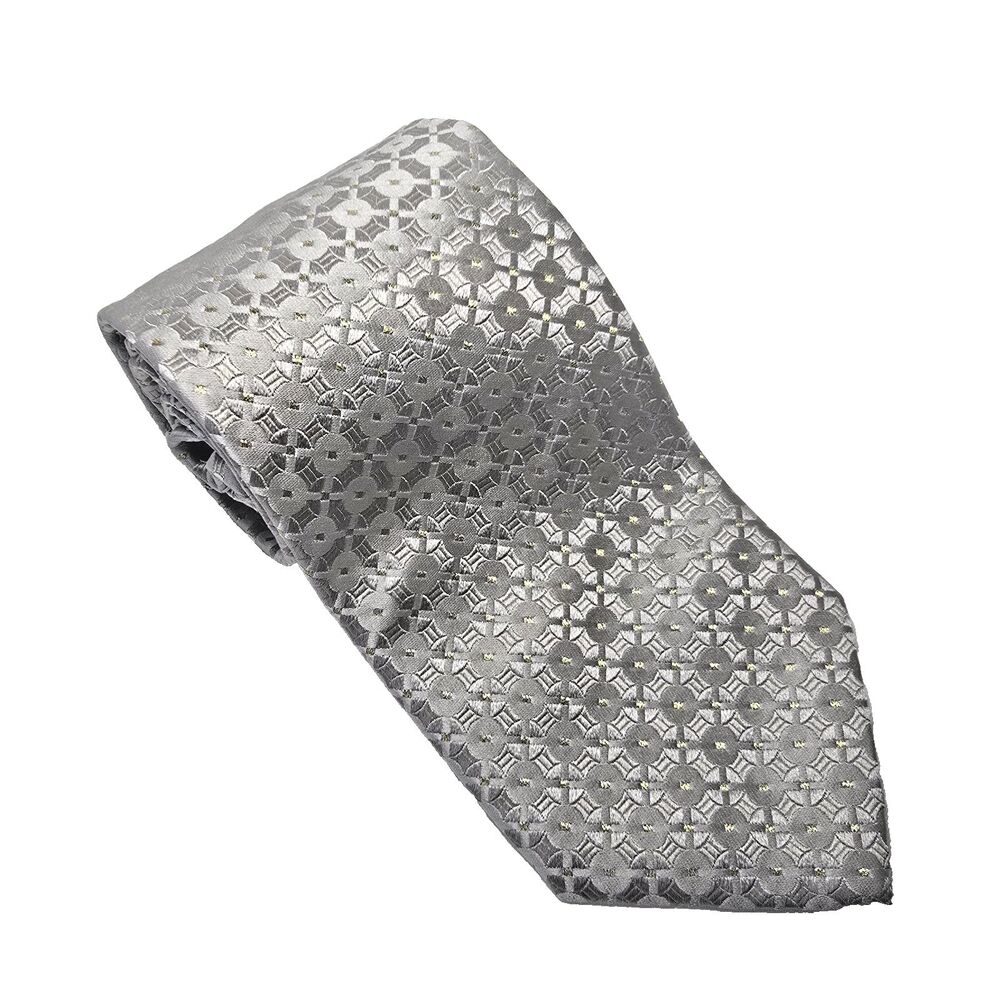 Gianfranco Ferre Tie- Mixed Fabric - Silver/Gold Spots  Made in Italy 58" x 3.4"
